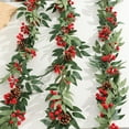 thumbnail image 7 of HomeKingdee Artificial Hanging Willow Vines with Red Berry Christmas Garland - Faux Hanging Willow Leaf Ivy Red Berries Greenery Rattan Christmas Wedding Party Wall Mantel, 7 of 7
