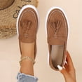 thumbnail image 4 of IEMIEMIEM Women's Suede Penny Loafer Shoe Comfort Tassel Embellished Trendy Loafers 2026 Fall Fashion Slip-on Shoes Soft Sole Flat Brown 8.5 Wide, 4 of 6