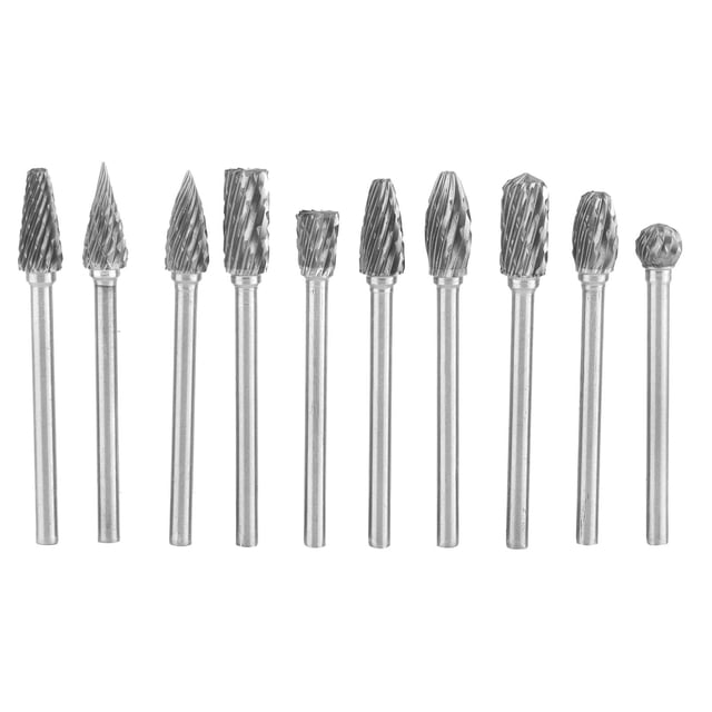 10 piezas de fresas rotativas de carburo para carpintería, cabezal de escariado y tallado, 3 mm
