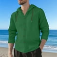 thumbnail image 2 of Mens Long Sleeve Shirts Drawstring Hooded Sweatshirt Casual Button Shirts, 2 of 5