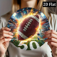 thumbnail image 4 of 2D Flat, Perfect Football Gift for Fans Football-Themed Round Metal Sign - Perfect for Home, Cafe, or Garage Decor Ideal Gift for Sports Fans, Perfect for Room Decor8*8in, 4 of 6