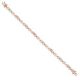 thumbnail image 3 of Gem Stone King 18K Rose Gold Plated Silver Sky Blue Aquamarine and Peach Morganite and Lab Grown Diamond Bracelet for Women | 4.01 Cttw | Gemstone March Birthstone | Oval 6X4MM | Length 7.25 inches, 3 of 6