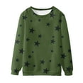 thumbnail image 4 of FAOWME Womens Pullover Long Sleeve Round Neck Star Print Loose Fit Fashion Comfortable Sweatshirt For Autumn Winter Daily Wear Army Green L, 4 of 5