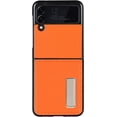 thumbnail image 6 of Compatible with Samsung Galaxy Z Flip 3 5G Case,Built-in Alloy Stand Feature Litchi Pattern Genuine Leather Basic Case for Samsung Galaxy Z Flip 3 5G,Orange, 6 of 16