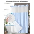 thumbnail image 4 of No Hook Cloth Fabric Shower Curtain with Snap in Liner, Blue White Stripe Waterproof Shower Curtains Set with See Through Top Window, Modern Minimalist Geometric Striped Bath Curtains Shower 60"x72", 4 of 6
