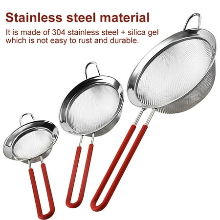 

Firs Stainless Steel Flour Sieve with Long Handle 2 Layer 30 Fine Mesh Strainer Sifter Coffee Fruit Egg Filter 8cm