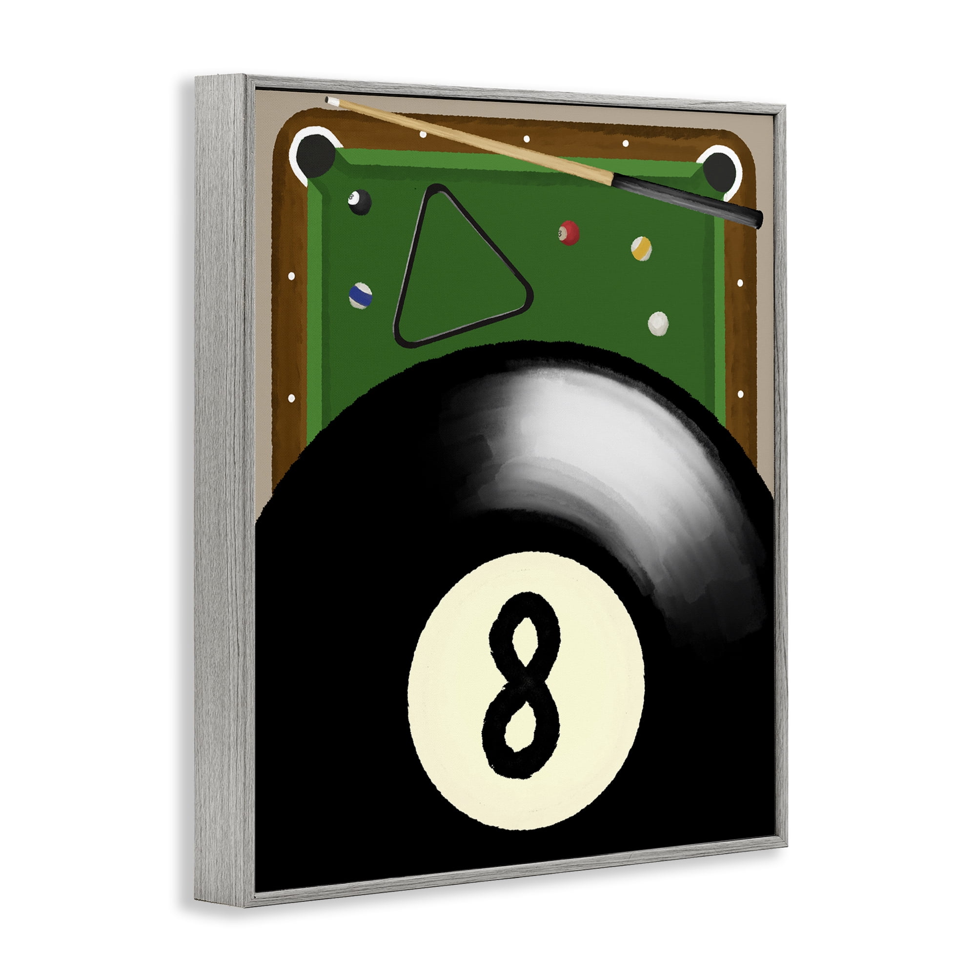 Stupell Industries Billiard Table & Balls Gray Framed Giclee Art, design by Jennifer Stith