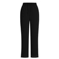 thumbnail image 5 of Nhthy Women's Trendy Summer Side Button Linen Long Pants, Capri Length Tapered Leg Elastic Waist Casual Trousers Black M, 5 of 7