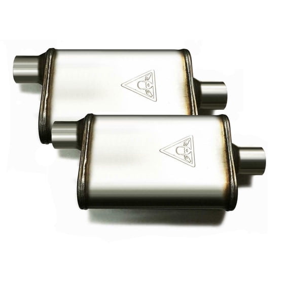 Pair Of Dual Chamber Universal Mufflers 2.5 - Automotive Replacement Part