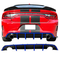 thumbnail image 2 of Ikon Motorsports Compatible with 15-23 Dodge Charger SRT V2 Style Rear Diffuser with Blue Reflective Tape, 2 of 8