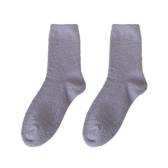 Mosey 1 Pair Macaron Coral Velvet Socks Cozy Warm Comfortable Mid-tube Thickened Soft Winter Home Carpet Socks