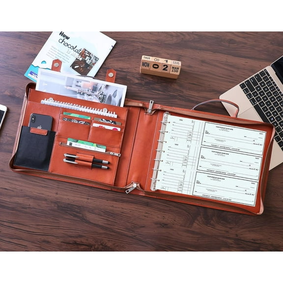 Personalized Vegan Leather Portfolio, Padfolio with Zipper, A4 Letter Size Notepad Organizer Folders, Retro Business Organizer Document Bag, Custom Portfolio