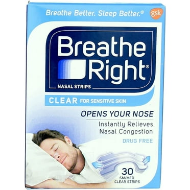 Breathe Right Nasal Strips Clear Small/Medium 30 Count (Pack of 2)