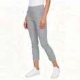 thumbnail image 6 of HongQid Women's Cropped Pants Elastic Waist Rolled Hem High Waisted Casual Work Petite Capri Trousers with Pockets, 6 of 7