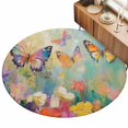 thumbnail image 2 of Round Rugs 4Ft, Spring Floral Round Area Rug Washable Indoor Throw Carpet, Modern Oil Painting Butterfly Soft Non Slip Circle Rug for Kitchen Nursery Room Home Decor Aesthetic, 2 of 7