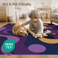 thumbnail image 4 of ODIKA 9'x12' Washable Area Rug Purple Yellow Abstract Cosmic Design Elegant Celestial Motifs with Dynamic Curves for Great Room, Indoor Concept, Large Living Low Pile, Flatwoven, 4 of 7