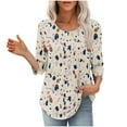 thumbnail image 4 of Cilsoka 3/4 Sleeve T Shirts for Women Plus Size Shirts for Women Trendy Womens Crop Tops Dressy Casual Plus Size Tunic Tops for Women Fall Blouses for Women Business Casual Cotton My Orders, 4 of 5