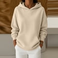 thumbnail image 2 of Garbnen Fleece Womens Hoodies Long Sleeve Womens Sweatshirt Cozy Fall Winter Warm Oversized Trendy Women Pullover with Pocket Beige S, 2 of 6