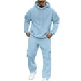 thumbnail image 2 of Track Suits Mens 2 Piece Set Sweatsuits Hoodie and Sweatpants Workout Gym Jogging Sweat Suits Lounge Outfit Light Blue M, 2 of 8