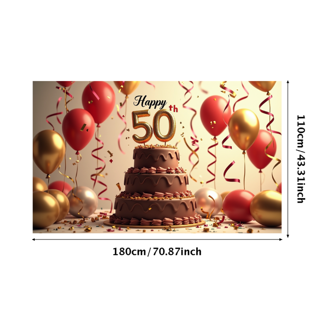 Fiftyth Birthday Celebration Backdrop Banner, Balloon Elements Party Decorations, for Birthday Party Photography Props Birthday Decoration Happy Birthday Party Supplies