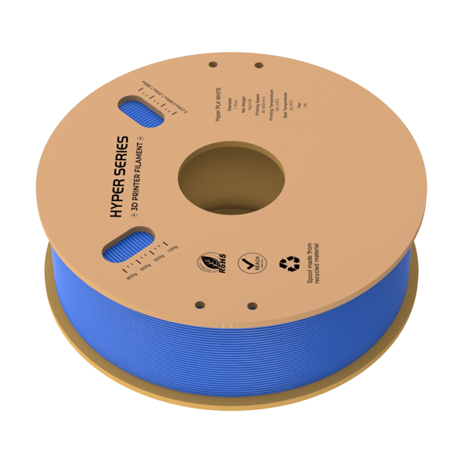 1.75mm  Hyper PLA  Filament 1.75mm High Fluidity High Speed 3D Printing Material Stable Extrusion Spool Dimensional 1KG2.2lb Accuracy +/-0.03mm Standard 1 Roll - Grey