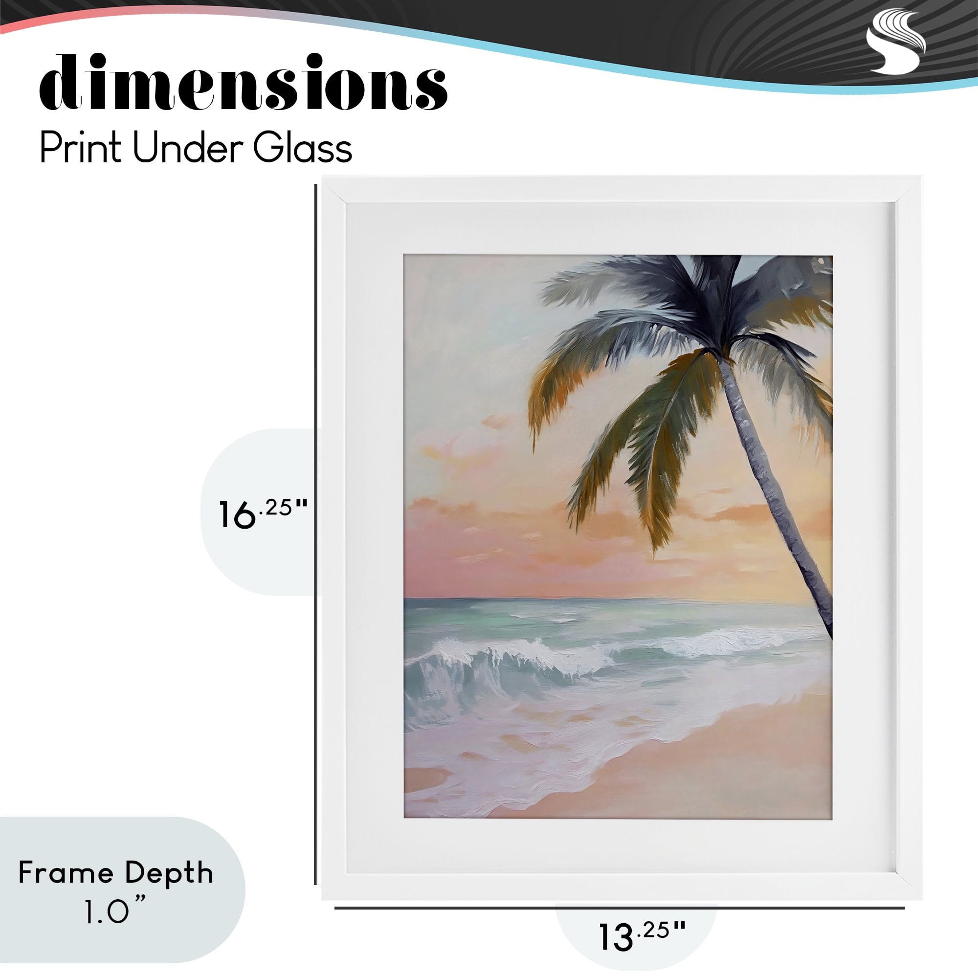 Stupell Industries Tranquil Sunset & Beach Palm White Framed Print Under Glass, design by Creative Studio