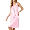 thumbnail image 6 of Blmnix Chemises Sleep Shirts for Women Bamboo Nightgowns Sexy Nightgown Nightshirt Sleeveless Pink Knee Length Square Neckline Moomoo Nightgowns for Women, 6 of 7