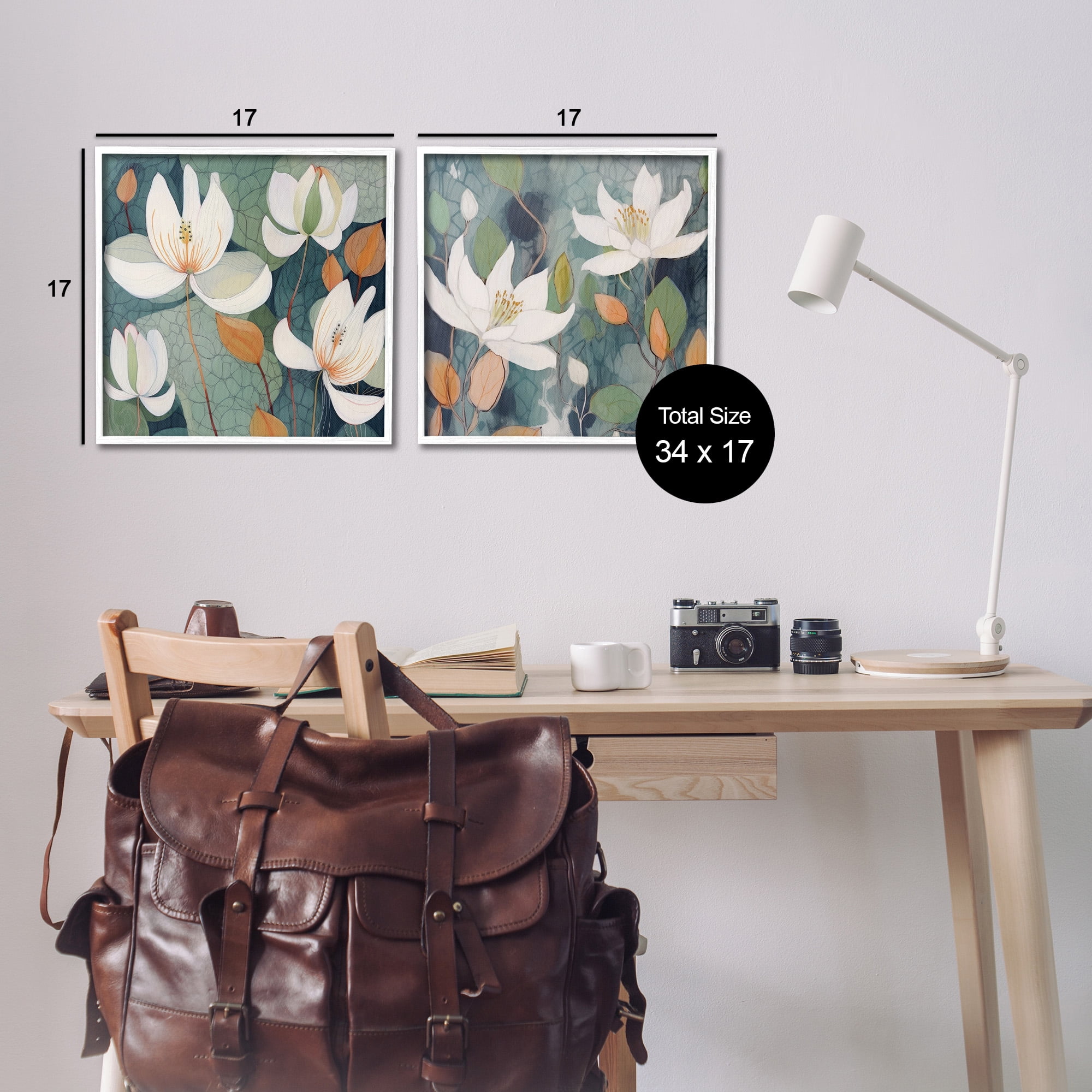 Stupell Industries Patterned Iris Blooms Botanical & Floral Painting White Framed Art Print Wall Art, 17 x 17, Set of 2