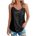 thumbnail image 2 of Luowei Sequin Tops for Women V Neck Tank Tops Sparkly Club Night Concert Outfits, Black, XL, 2 of 9