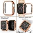 thumbnail image 6 of Pozyie Compatible with Apple Watch Band 44mm with Women's Sparkling Diamond Case, Jewelry Replacement Metal Wristband for iWatch Series456 ,Black, 6 of 7