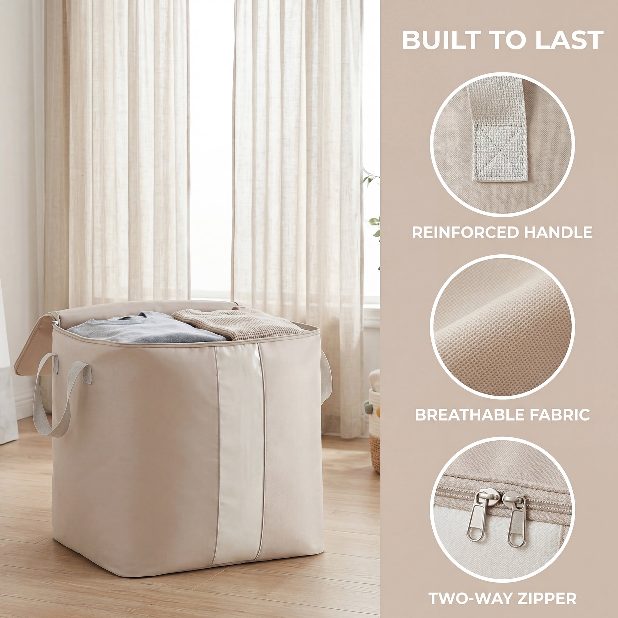 Unique Bargains Storage Bag for Closet Organizers with Handles Grey 19.7"x18.1"x18.1"