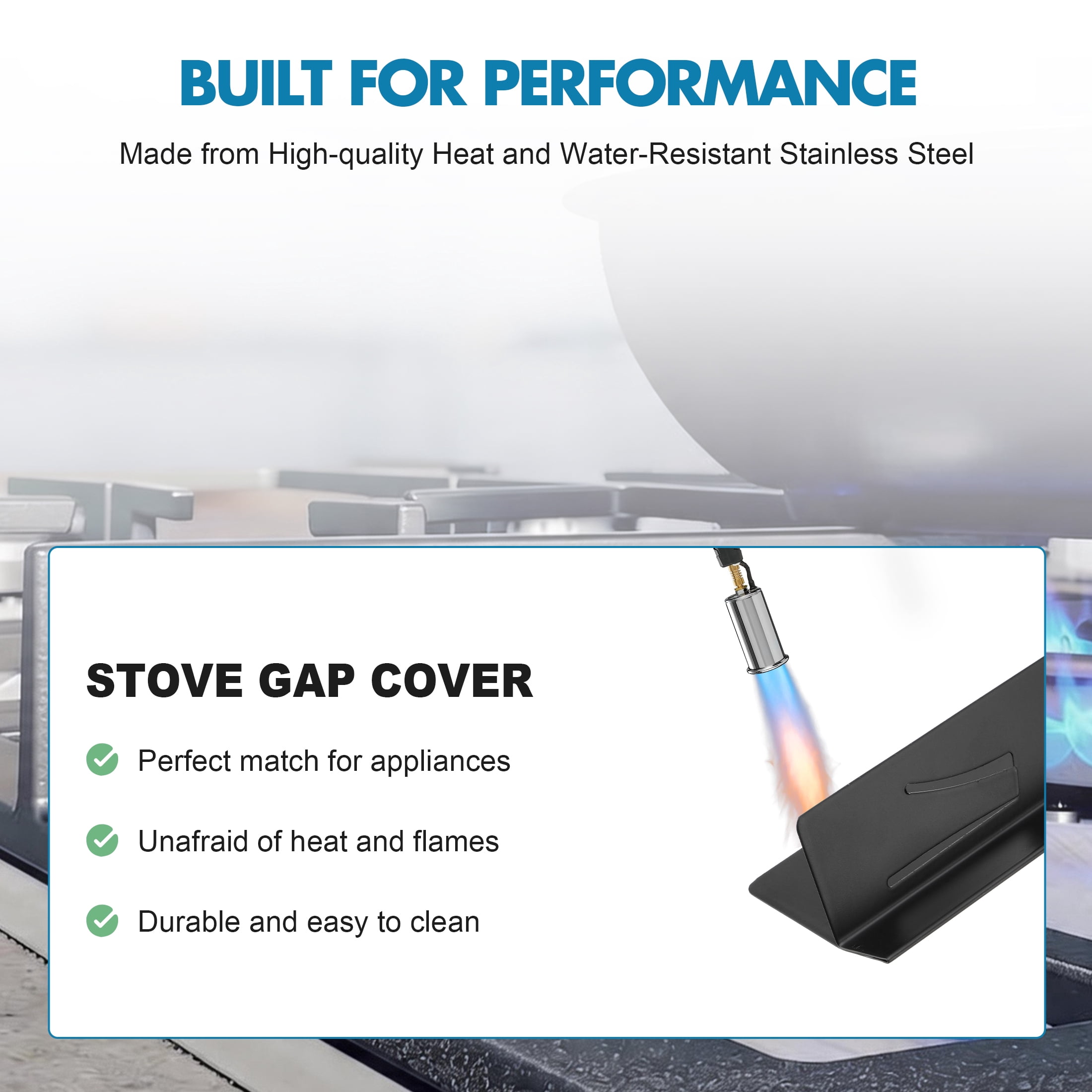 Stainless Steel Stove Gap Covers,Stove Gap Filler for Kitchen Extendable T Stove Counter Gap Covers 13.8"-27.5",Silver