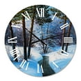 thumbnail image 2 of Designart 'Christmas Forest With River And Trees Iii' Traditional Wall Clock, 2 of 5