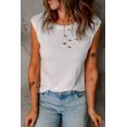 thumbnail image 3 of ABPHQTO Camiseta sin mangas blanca con cuello redondo y detalle de agujero roto para mujer, 3 of 5