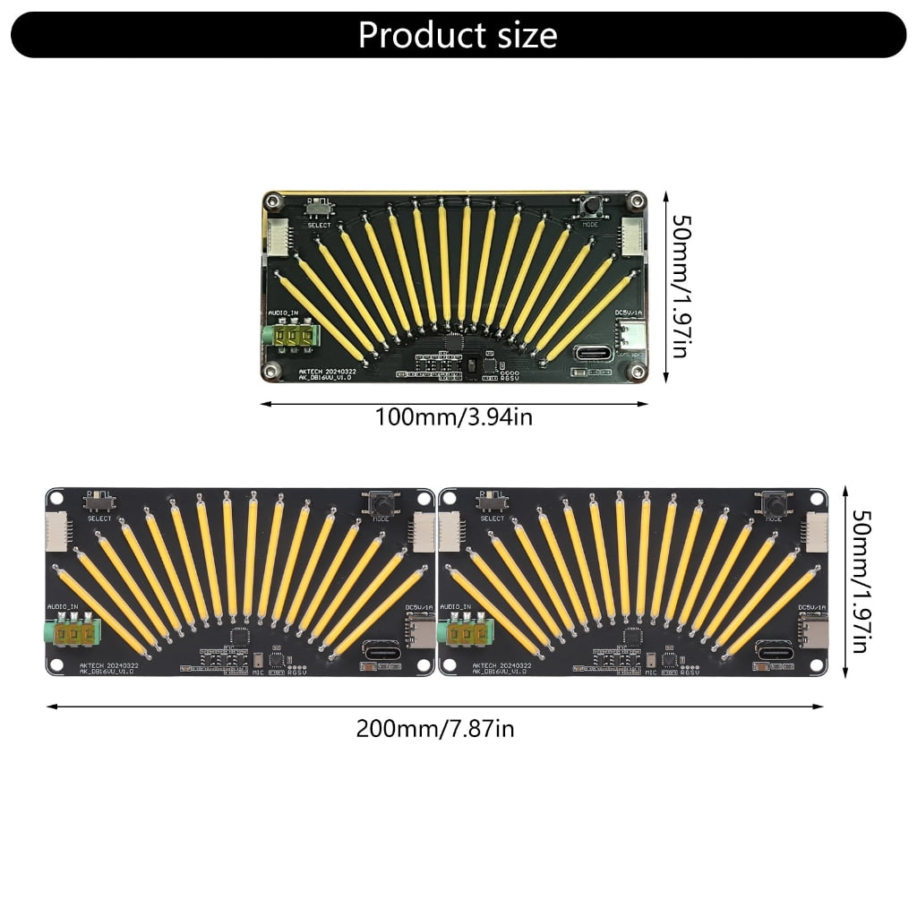 WINDLAND AK-DB16VU Music VU Meter with Adjustable Light Speeds Stereo Amplifiers Board