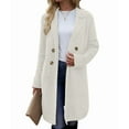 thumbnail image 2 of Women Fall Long Cardigan Sweater Trendy Knit Jacket Coat Dressy Blazer Coatigan White S, 2 of 7
