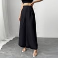 thumbnail image 6 of Cagogo Women's High Waisted Palazzo Pants Elegant Flowy Long Trousers for Party Summer Casual Wide Leg Beach Dressy Office Travel Lounge Pants, Black L, 6 of 6