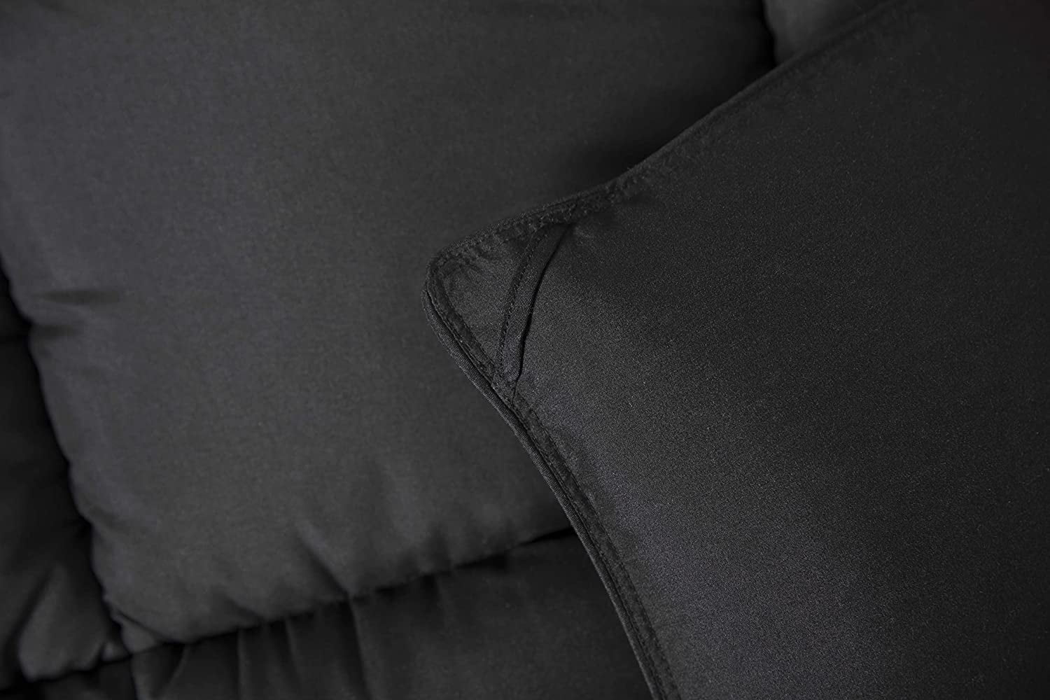 Chezmoi Collection All Season Queen Size Down Alternative Comforter - Plush Microfiber Fill - Box Stitch Quilted - Duvet Insert with Corner Tabs (Full/Queen, Black)