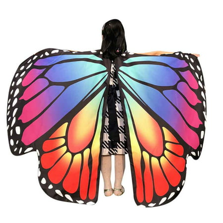 Kid Girl Butterfly Wings Shawl Scarves Pixie Poncho Costume Accessory