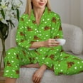 thumbnail image 6 of Vsdgher dogs on a green background Pajamas Set Long Sleeve Sleepwear Womens Button Down Nightwear Pj Sets-XX-Large, 6 of 7