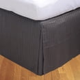 thumbnail image 1 of The Great American Store Multiple Sizes & Colors Pleated Bed Skirt with 15” Tailored Drop, Stripe (King, Stripe Grey) 600 Thread Count 100% Cotton - Covers Bed Legs and Frame, 1 of 3