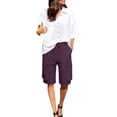 thumbnail image 6 of Women's Quick Dry Cargo Shorts with Pockets, Mid High Waisted Drawstring Elastic Waist, Loose Fit for Outdoor Hiking & Travel, Woven Fabric for Summer Sports & Casual Wear, 6 of 7