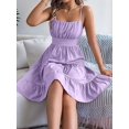 thumbnail image 6 of Women's Square Neck Spaghetti Strap Tiered High Waist Flowy Casual Mini Dress XL, 6 of 10