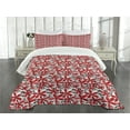 thumbnail image 3 of Ambesonne Feminine Quilted Bedspread Set 3 Pcs, Doodle Flower Romance Art, King Size, Scarlet White Black, 3 of 5