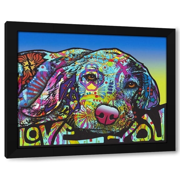 Dean Russo Collection 14x12 Black Modern Wood Framed Wall Art Titled - Love You Hound