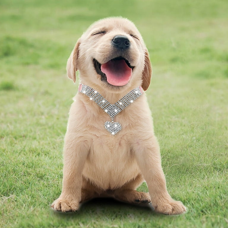 Pet Chain Collar Love heart Shape Pet Jewelry Luxurious Rhinestone Dogs Cats Necklace Loop for Spring Festival Walmart