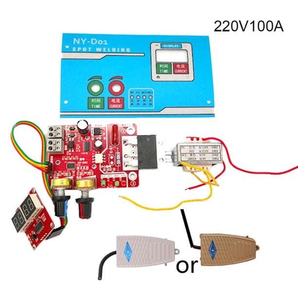 220V100A foot switch Ny-d01 Soldador por puntos Kit de tablero de control Diy Ajuste de tiempo Operación simple actual