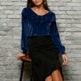 thumbnail image 6 of mihongmao Valentine T Shirt for Women Appointment Solid Sweet Gold Satin Ribbon Long Sleeve Tops Navy XL, 6 of 8