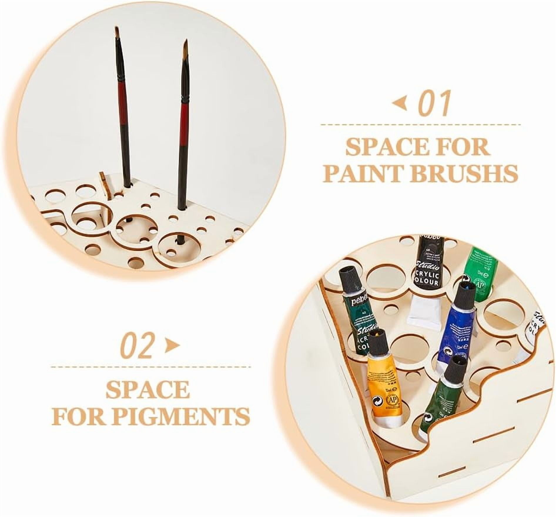 Wooden Corner Paint Organizer 1Pc 5-Layer 24-Hole Triangle Rack Pigment Artist Craft Paint Storage Module Paint Miniature Tools