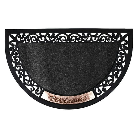 Half Round Welcome Doormat Door Mat for Entry Home Patio Garden - Decorative Rubber Floor Mat Durable Entrance Rug Indoor Outdoor (Doormat Tray)